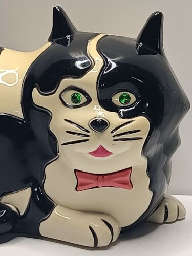 Vintage JINMEI Katzenwecker Miau klingt grüne Augen SELTEN 1989 zur Teilreparatur - Bild 3 von 10