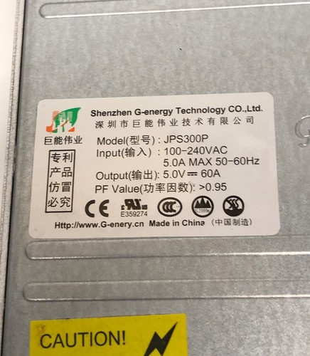 Alimentation SHENZHEN G-ENERGY JPS300P sortie 5V, 60A TRES BON ETAT - Photo 2/4