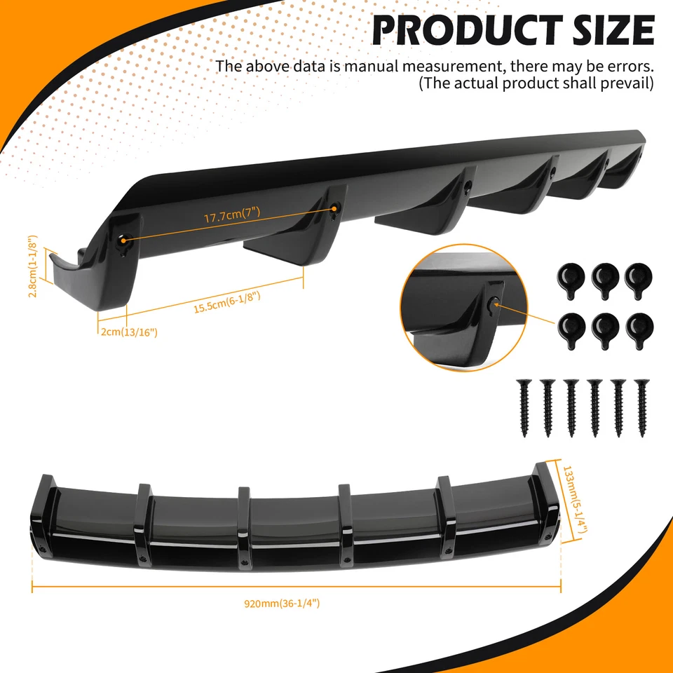 Rear Lip Bumper Diffuser Shark Fin Spoiler Black For Audi TT /TT RS/TTS Quattro - Image 2 of 4