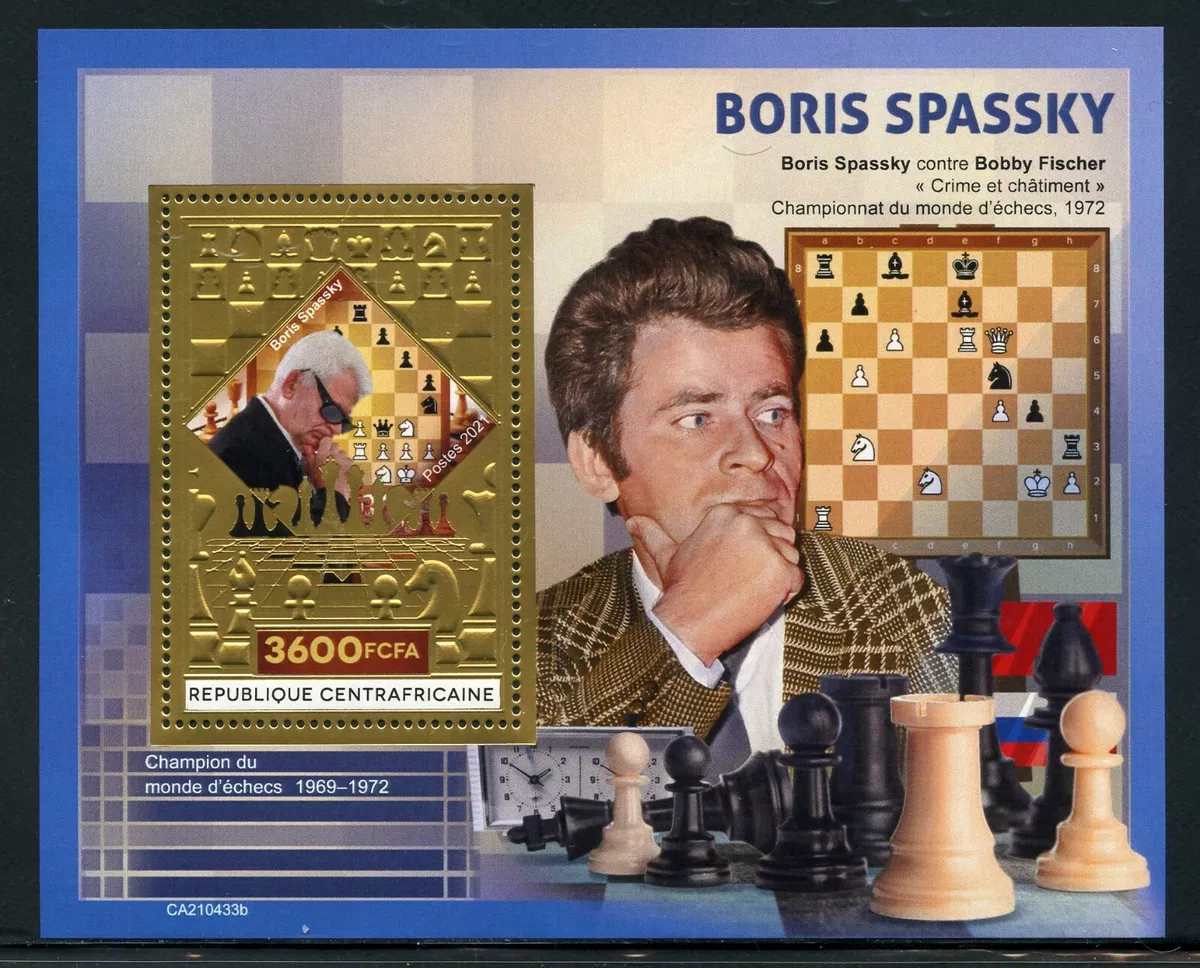 CENTRAL AFRICA 2021 BORIS SPASSKY CHESS MASTER GOLD FOIL S/SHEET