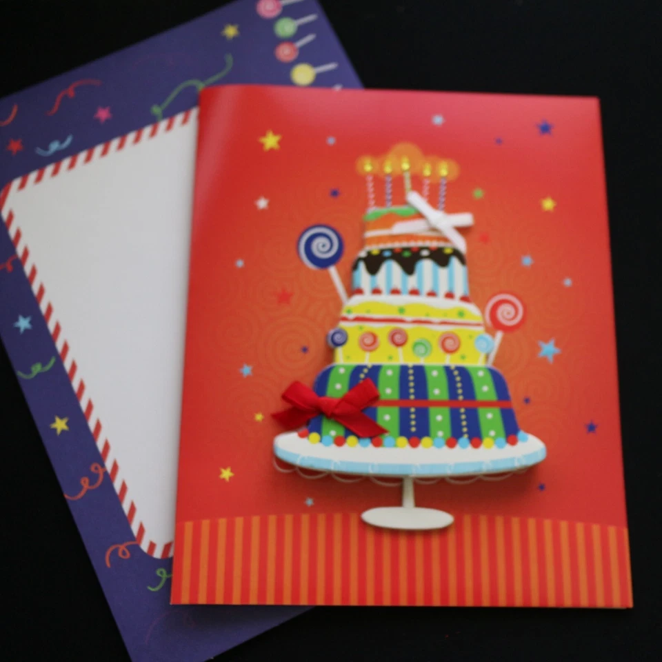 NEW - Lot of 4- Handmade 3D Terry Bear/Cake BIRTHDAY GREETING CARD+Envelopes NWT - Image 3 of 4