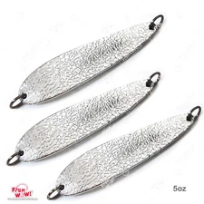 Qty 3 Fish WOW!® 5oz Silver Hammered Spoon 5" Casting Trolling Jigging 140g NEW