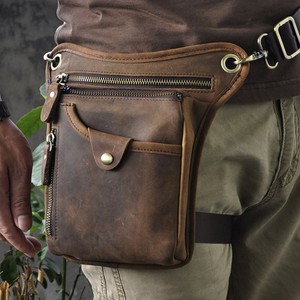 MDM Motorrad Beintasche Leder - Vintage Wolf Motiv Mit Oberschenkelgurt