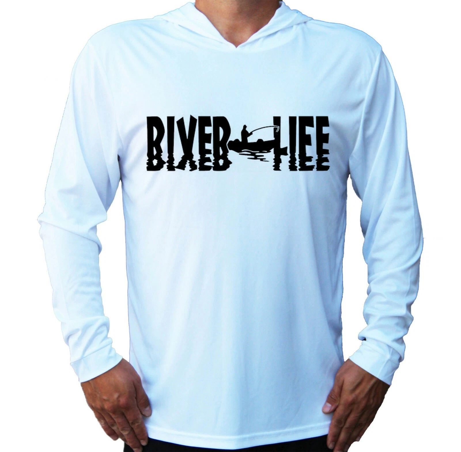 Fisherman River UV Protected UPF 50 Long Sleeve T-Shirt Fly Fishing Life Hood
