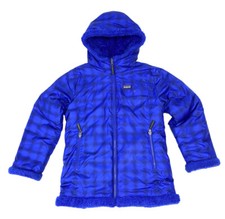BOYS PATAGONIA REVERSIBLE COAT FLEECE WATER RESISTANT POCKETS HOOD Size M/L