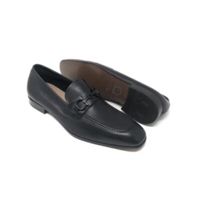 Salvatore Ferragamo ASTEN Black Leather Bit Loafers 8E Mens Ferragamo - Asten Black Gancini Bit Loafer | Mitchell Stores main image 3