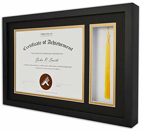 Marco de caja de sombra borla diploma 11x17,5 con doble alfombrilla para certificado de 8,5x11 Foto 3 de 4