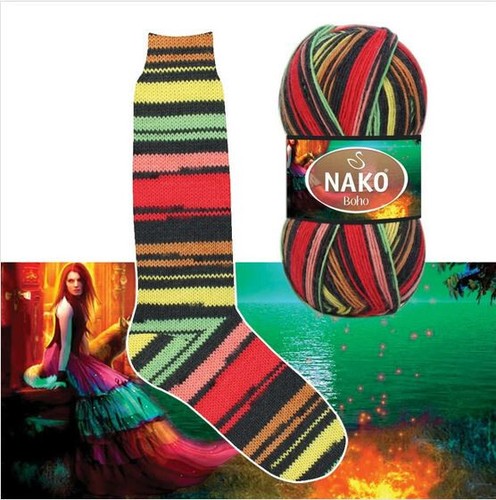 Nako Boho Sock Yarn, #1 Super Fine, 75% Wool, 3.5 oz (100 g), 437 yards (400 m) - Picture 7 of 20