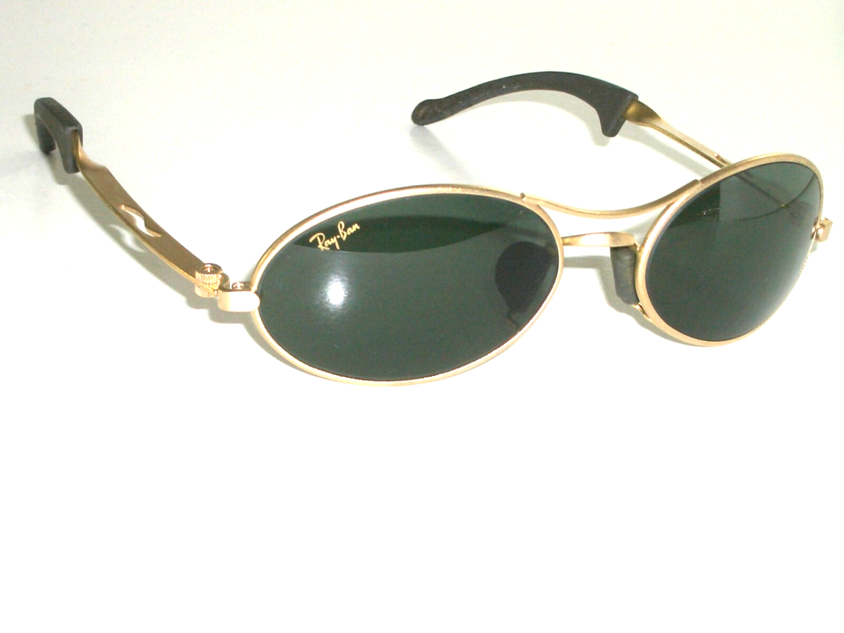 VINTAGE B&L RAY-BAN W2177 G15 MATTE-GOLD ECLIPSE BIKERS ORBS 