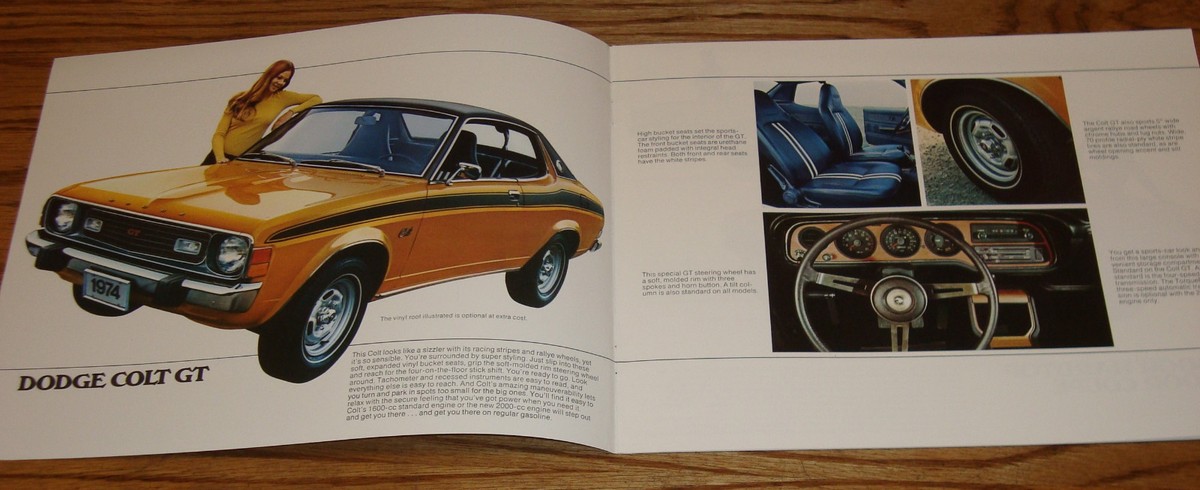 Original 1974 Dodge Colt Sales Brochure 74 GT Coupe Hardtop Sedan