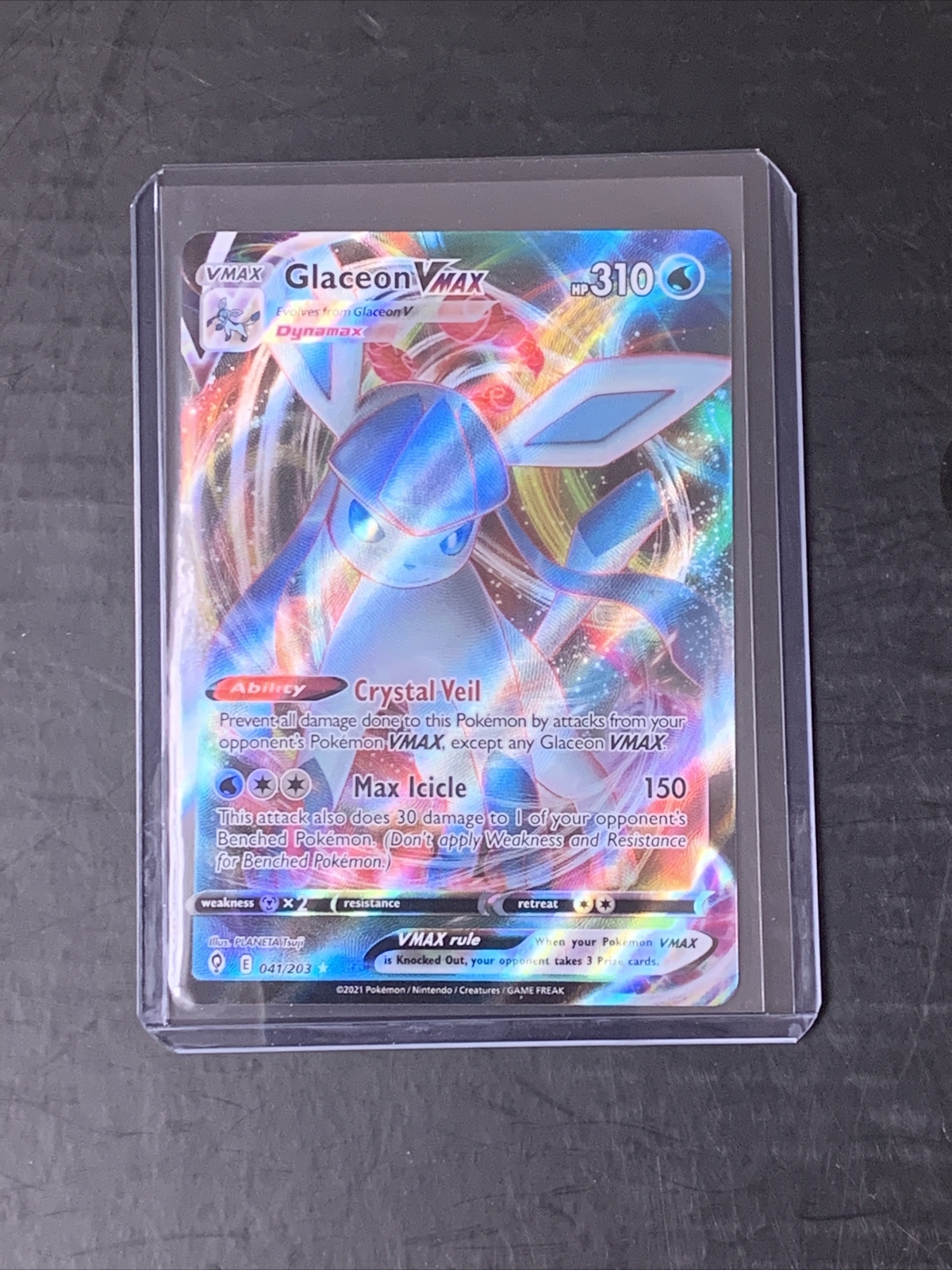 Pokémon Card Glaceon VMAX Full Art 41/203 Ultra Rare Evolving Skies NM/M