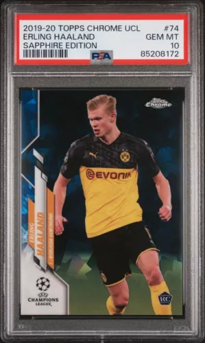 2019-20 Topps Chrome UCL Erling Haaland Sapphire Edition Rookie RC PSA 10 Gem Mt
