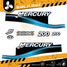 Decalcomania Adesivi Motore Fuoribordo Mercury 200 cv - Four Stroke EFI BLU