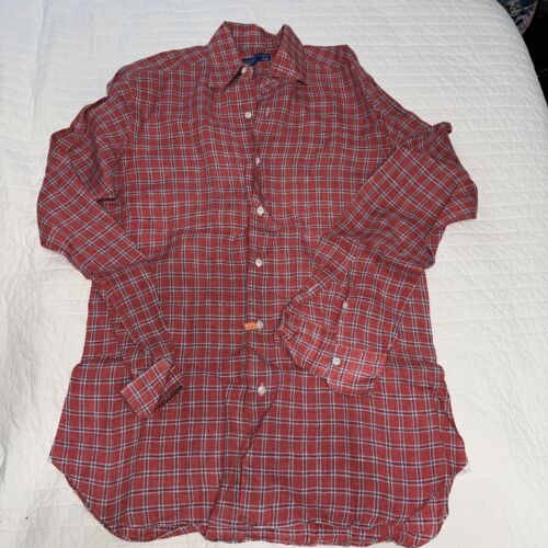 BARBA Napoli DRESS SHIRT Dandy life blue linen handmade 42/16.5 pre owned euc
