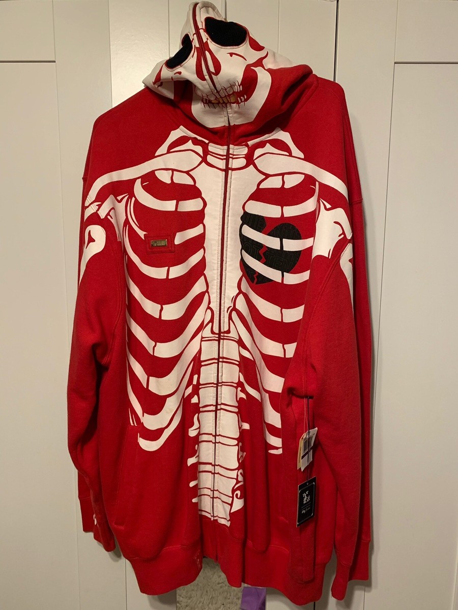 LRG Dead Serious Skeleton Hoodie 2XL Red Glow In Dark Kanye LRG Dead Serious Skeleton Hoodie 2XL Red Glow In Dark Kanye