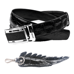 Genuine Real Backbone Crocodile Alligator Skin Leather Men's Black Belt 35-45" Genuine Real Backbone Crocodile Alligator Skin Leather Men's Black Belt 35-45"