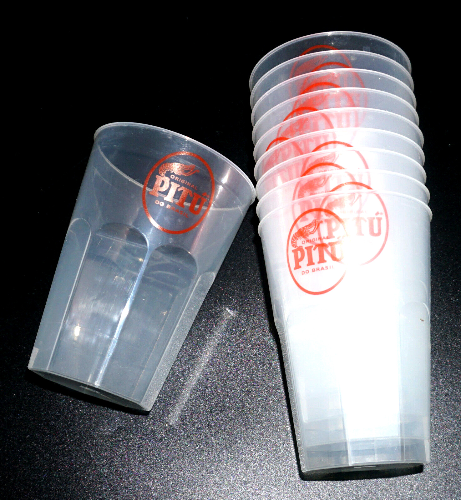 Pitu 10 Stück Festival Becher 0,3l Kunststoff Brasil Milchig Mehrwegbecher Party