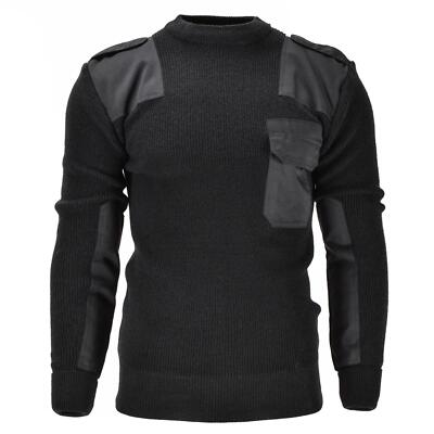 Mil-Tec Marken Herren Pullover Deutscher Pulli Commando Pulli Schwarz Sweater Wolle