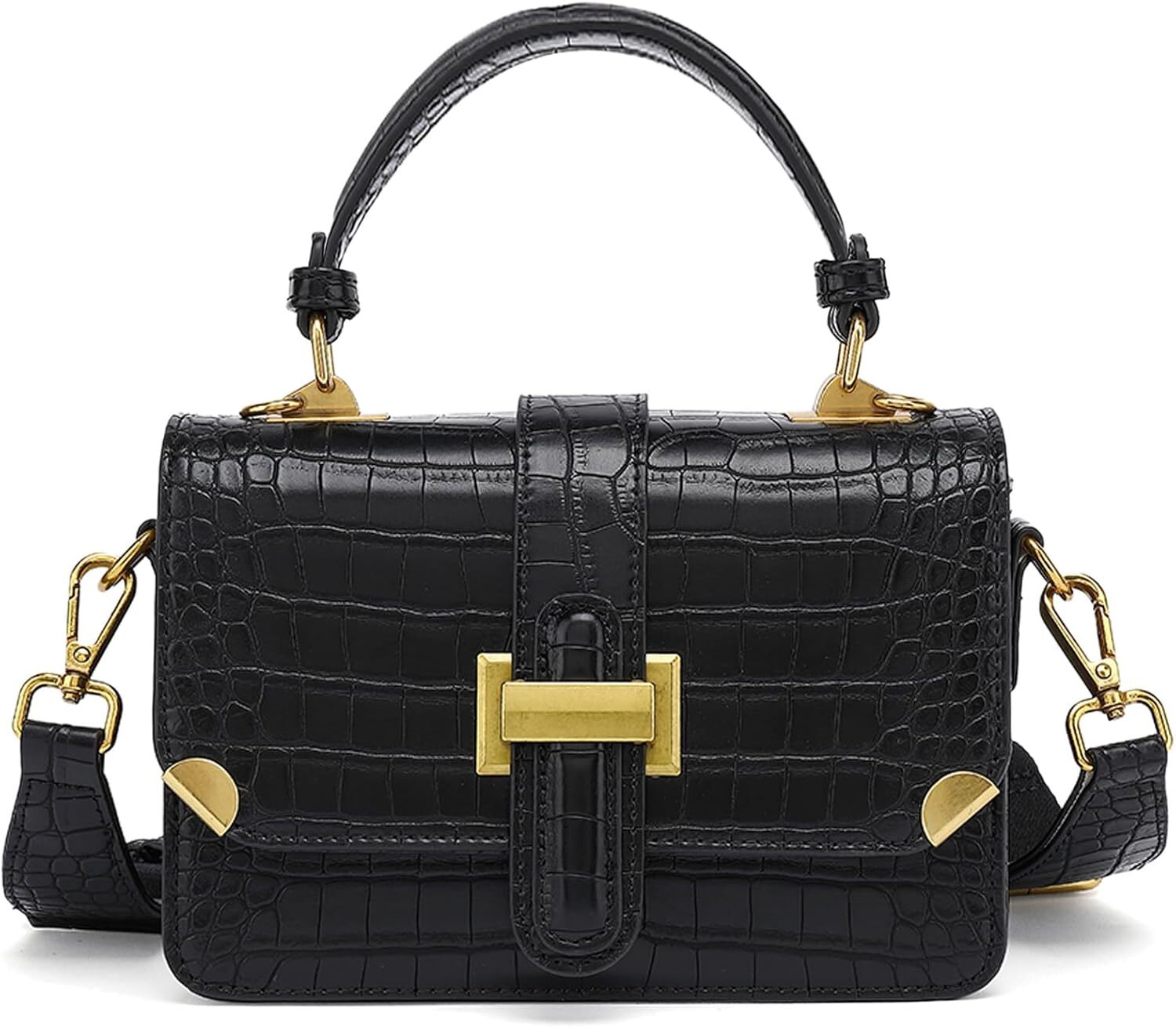 LL LOPPOP Women's Small Classy Crossbody Purse Top Handle A-black(2035)