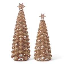 K & K Interiors - Gingerbread Cookie Trees Set of 2 - 55454A