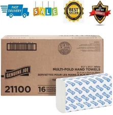4000 White Paper Multifold Towels Bulk C-Fold Recycled Fiber Genuine Pack of 16