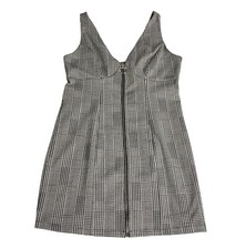 Y2k Love Tree Babydoll Mini Dress Medium Houndstooth Bodycon Zip 90s Punk Grunge