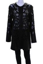 In Transit 2 Womens Leather Mesh Inset Full Zipper Coat Black Size Extra Large