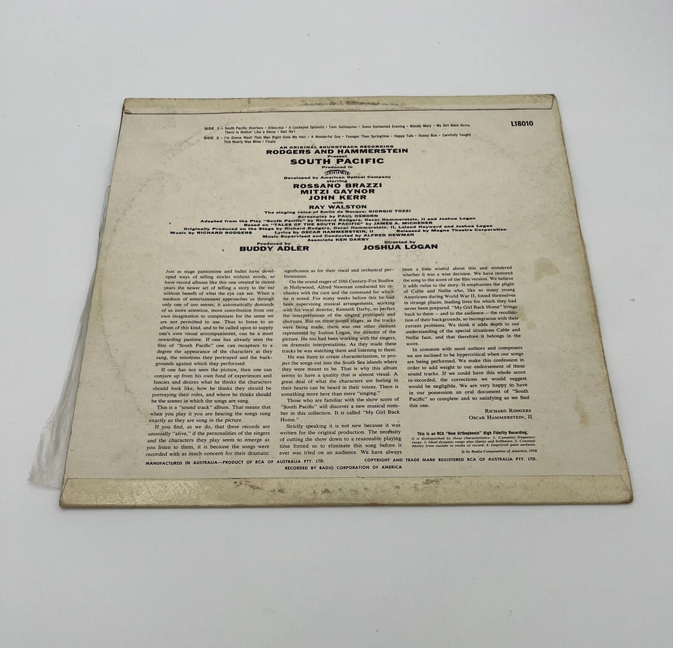 South Pacific Original Soundtrack Rodgers & Hammerstein 1976 Vinyl Record - Image 2 of 4
