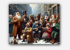 Caroling on Christmas  humorous & surreal twist anthropomorphized Art #1 Reprint