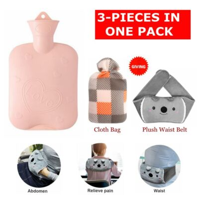 #ad #ad 1000ml Hot Water Bottle Rubber Bag Warm Relaxing with Plush Waist Cover Belts $7.99