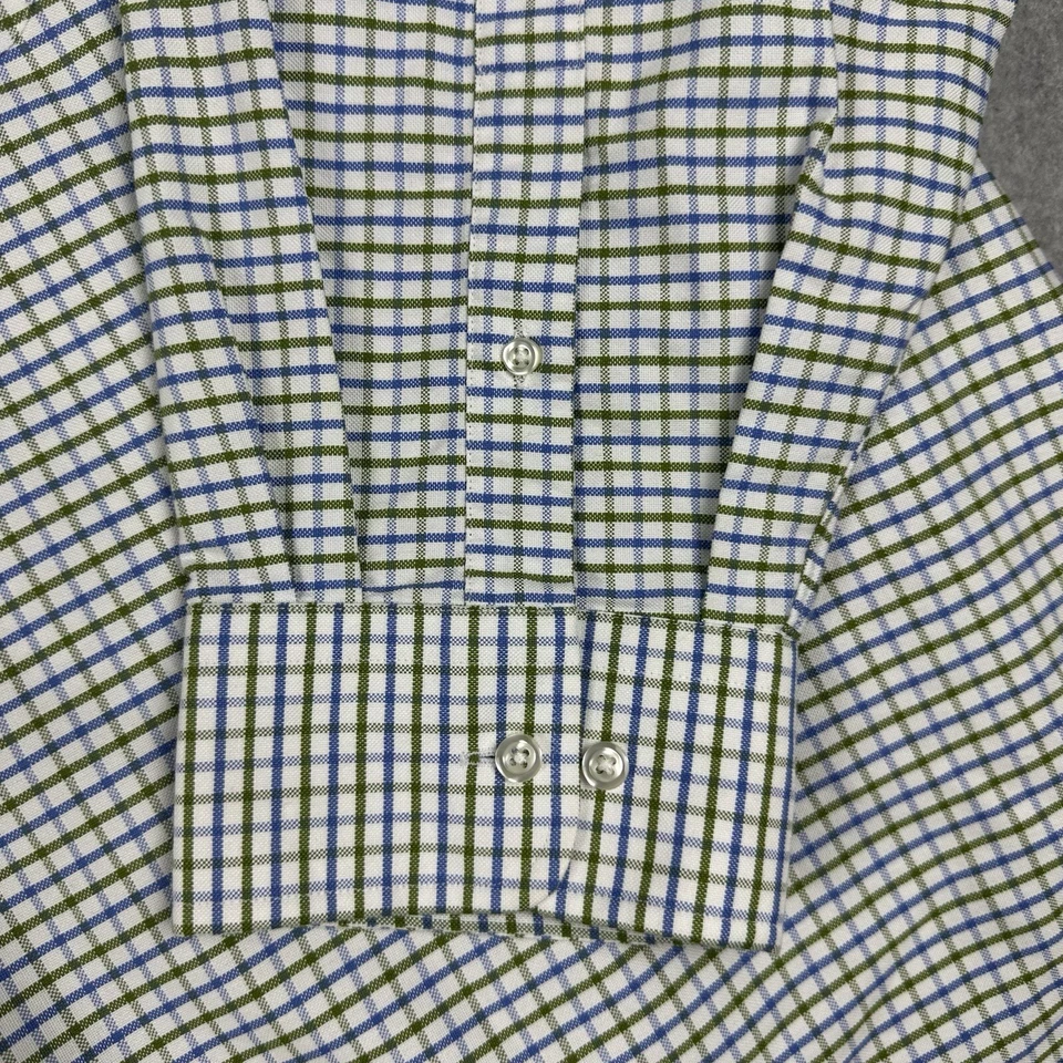 Lands' End Long Sleeve Button Down Check Shirt Size 4XL Green Blue Big & Tall - Image 4 of 4