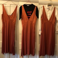 New Zara Woman Dusty Pink Satin Deep V-Neck Sleeveless Day To Party Midi Dress,M