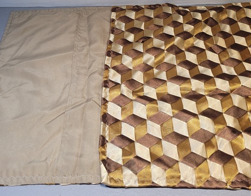 Satin Ribbon Weave Throw Pillow Cover 17 Inch Square Dark Brown Beige Gold Lined - Picture 5 of 6