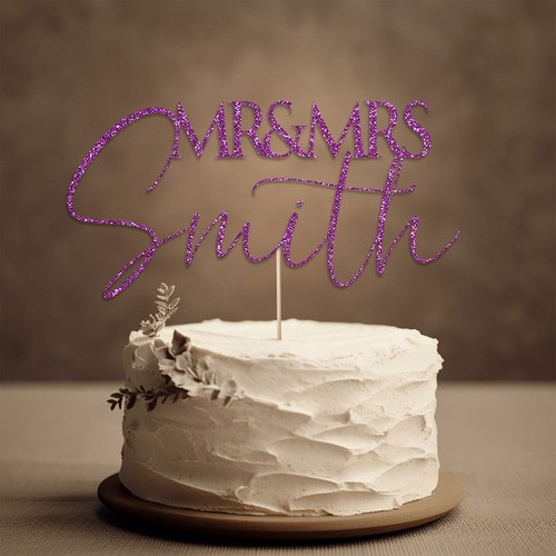 Ghirlanda Rustica Personalizzata Mr Mrs Anniversario Matrimonio Specchio Glitter Cake Topper - Foto 14 di 16