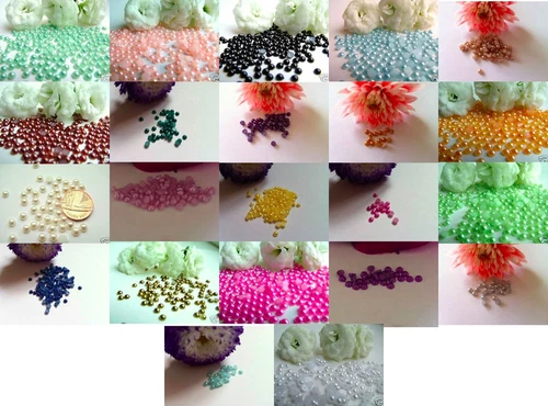 200 or 1000 4mm Flat Back Acrylic Round Pearls FREE UK P&P