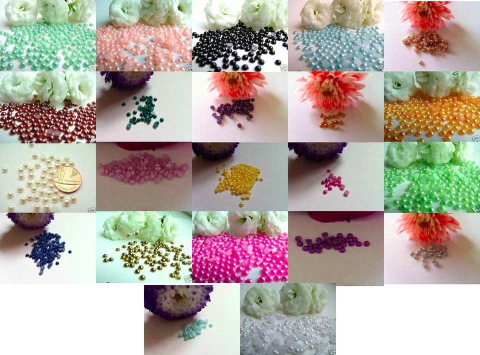200 or 1000 4mm Flat Back Acrylic Round Pearls FREE UK P&P - Image 1 of 1