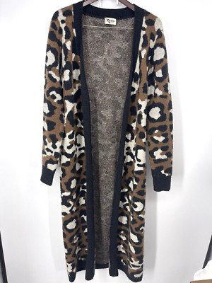 Mumu Cardigan Womens Small Duster Cheetah Leopard Print Sweater READ y2k Boho