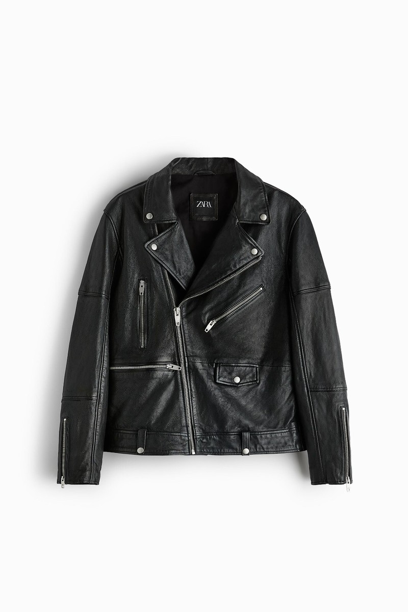 New Zara 100% Leather Biker Jacket 5388/406 Black S New Zara 100% Leather Biker Jacket 5388/406 Black S