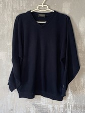 Vintage Carlo Colucci Sweater Mens 50 Dark Blue Striped Knit Pullover 90s