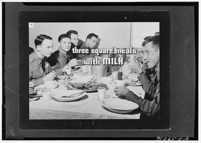 Photo:1942 FSA Filmstrip Three Square Meals with Milk Dinner Scene