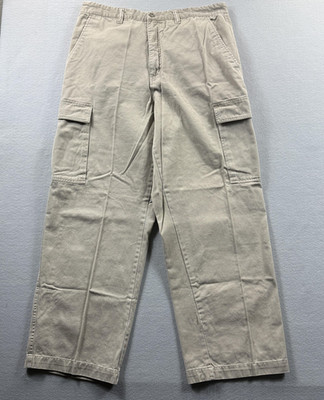 Fieldmaster Pants Mens 36x30 (Fit 34x29) Beige Cargo Canvas Relaxed Fit Workwear