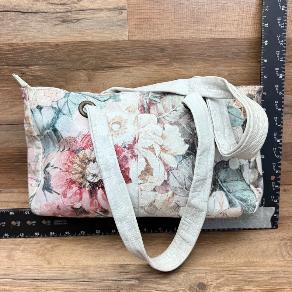 Bolso de Hombro Hobo de Cuero Floral Multicolor Maurizio Taiuti Foto 4 de 4