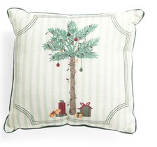 Tommy Bahama Christmas Dockside Embroidered Palm Tree Pillow Holiday New 2025