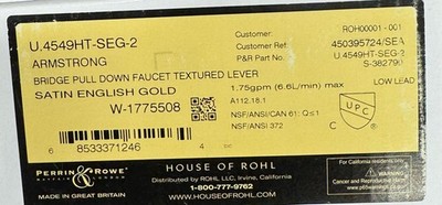 Perrin & Rowe U.4549HT-SEG-2 Armstrong Bridge Kitchen Faucet, English Gold*READ*