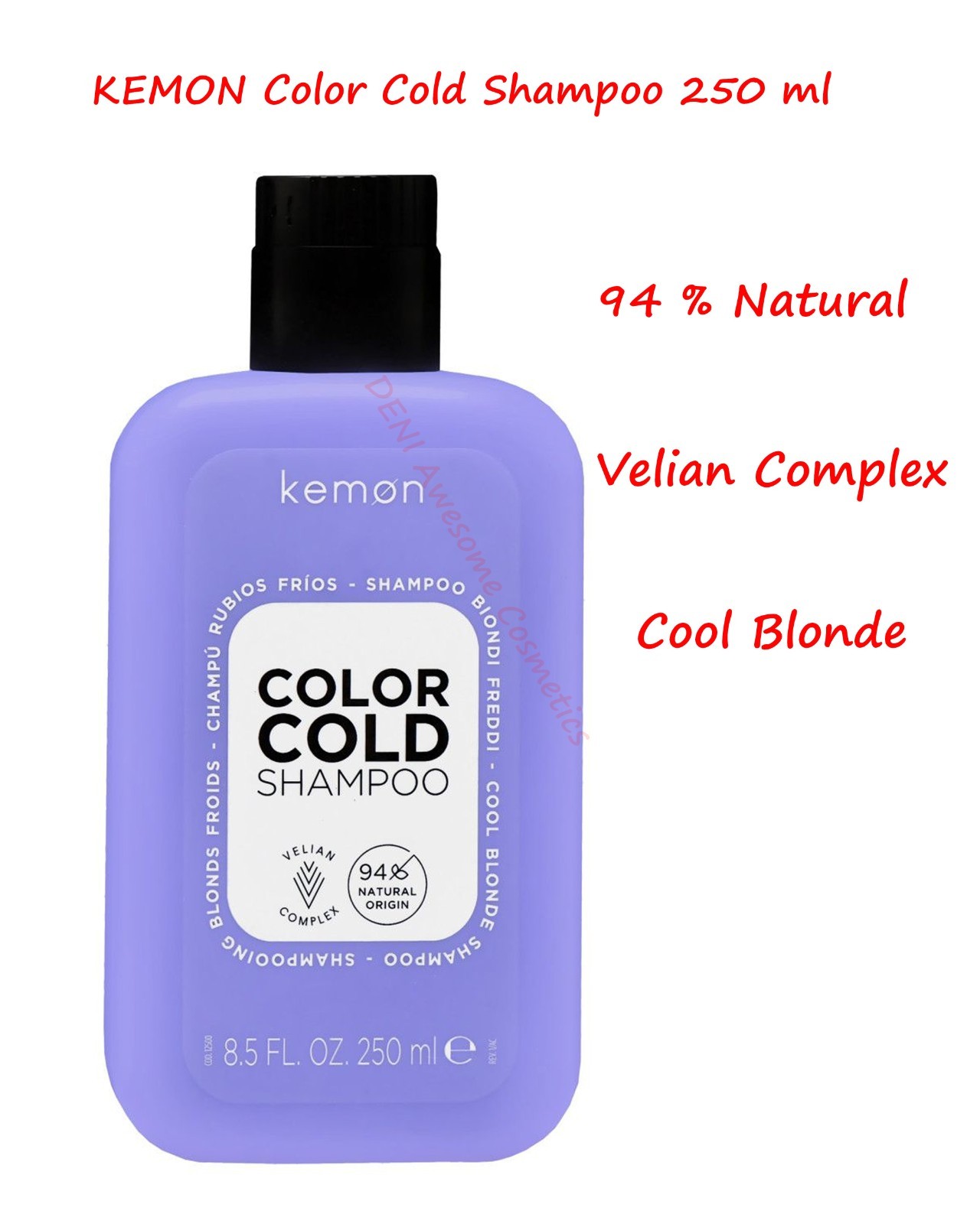 KEMON Color Cold Shampoo/ Cool Blonde  250ml 94% Natural