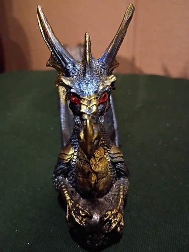 Dragon Incense Burner( Stick Holder) Resin/ Blue Green/12" Long