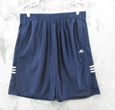 Vintage Y2K Adidas Shorts Mens XL Blue Dazzle Baggy 3 Stripe Silky Shiny