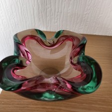 Vintage Murano Sommerso Glass Red & Green Ashtray/Bowl Murano, Italy, 1960s/70s
