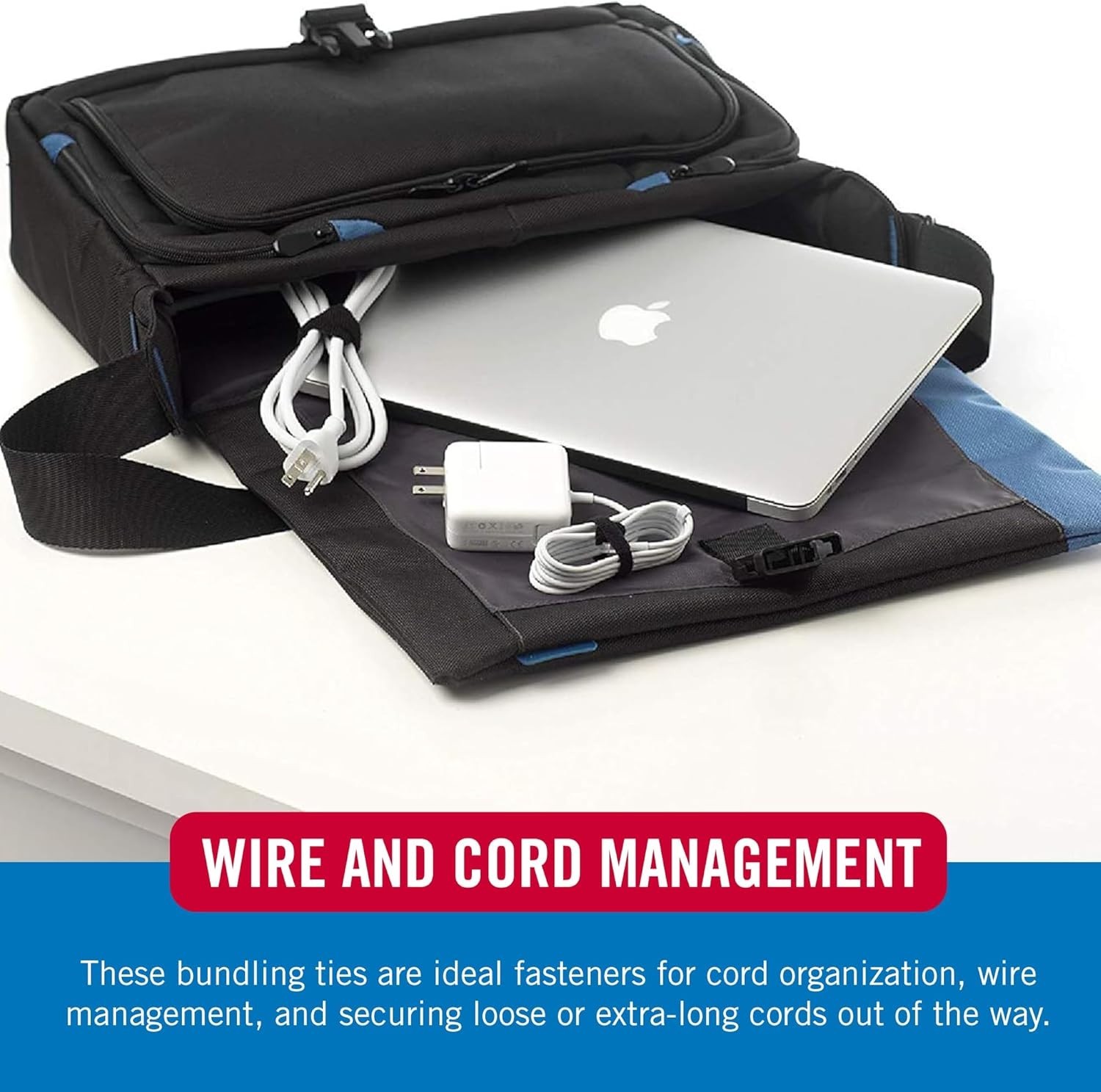 VELCRO Brand ONE-WRAP Cable Ties, 100Pk, 8 X 1/2" Black Cord Organization Straps