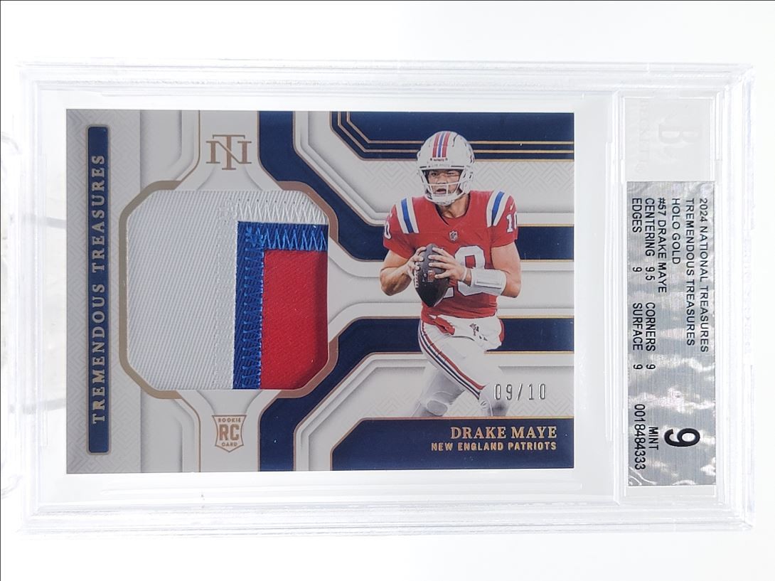 Drake Maye Panini National Treasures Tremendous Treasures Relics #DME Holo Silver
